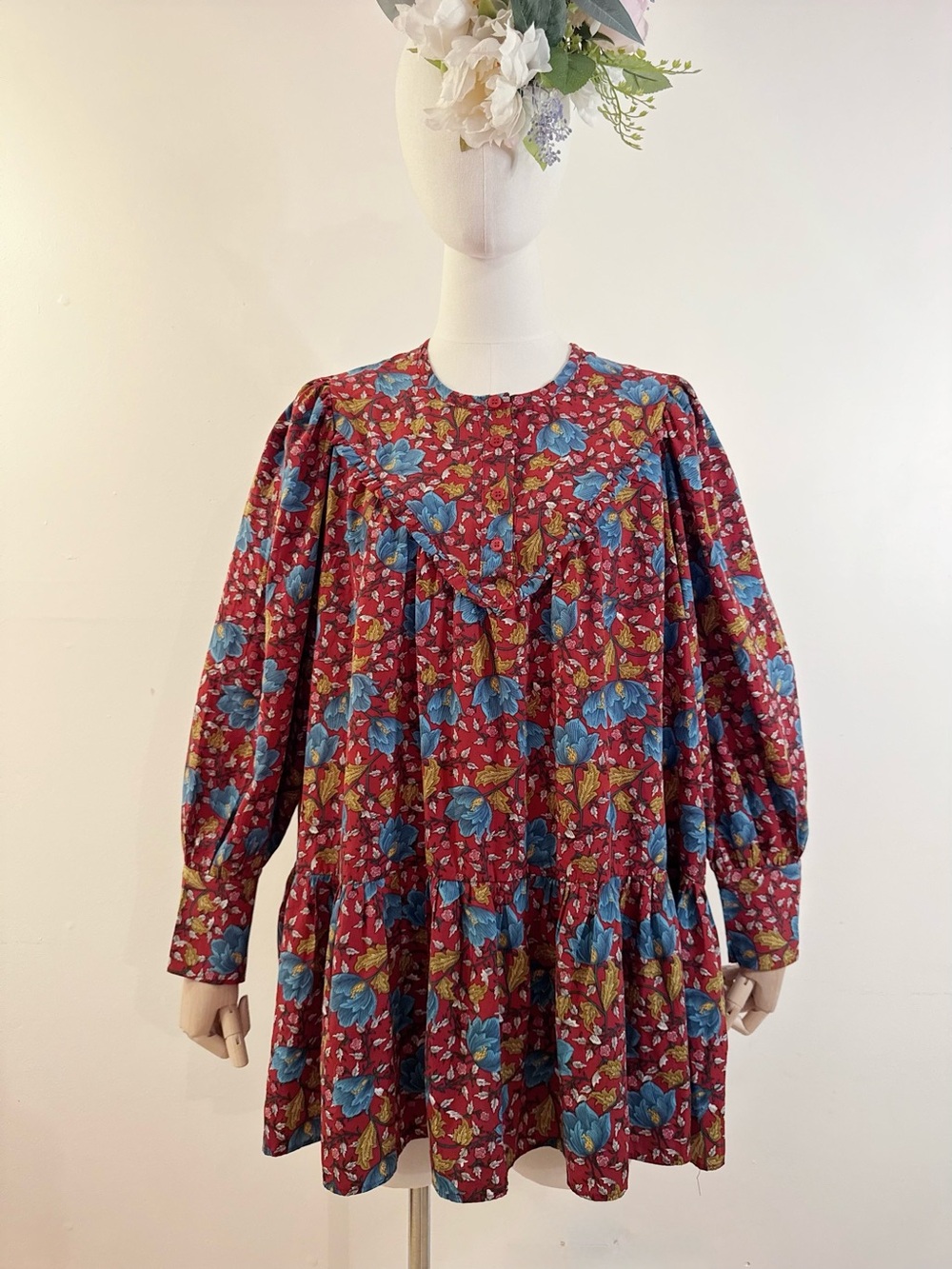 🌹 STYLENANDA Korean Burgundy Floral Mini Dress 🌹